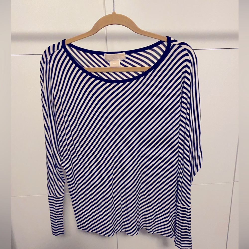Michael Kors Dolman Sleeve Blouse Navy Blue/White LP